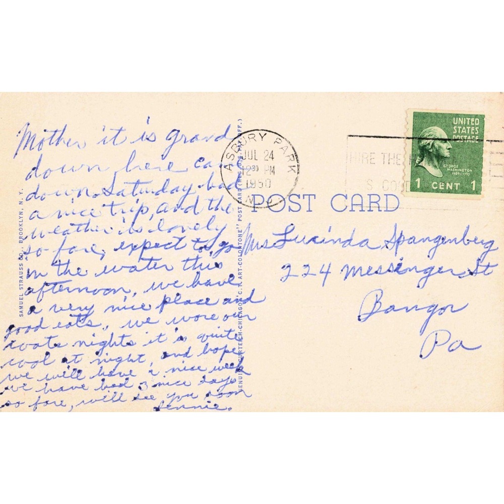 Ocean Grove New Jersey NJ The Surf and the Ocean Linen Postcard Curt Teich 1933 - Picture 2 of 2